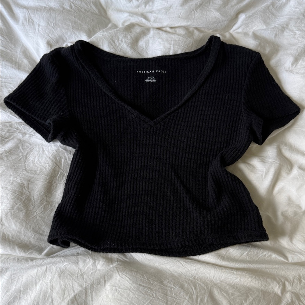 American Eagle Waffle Knit V-Neck Top